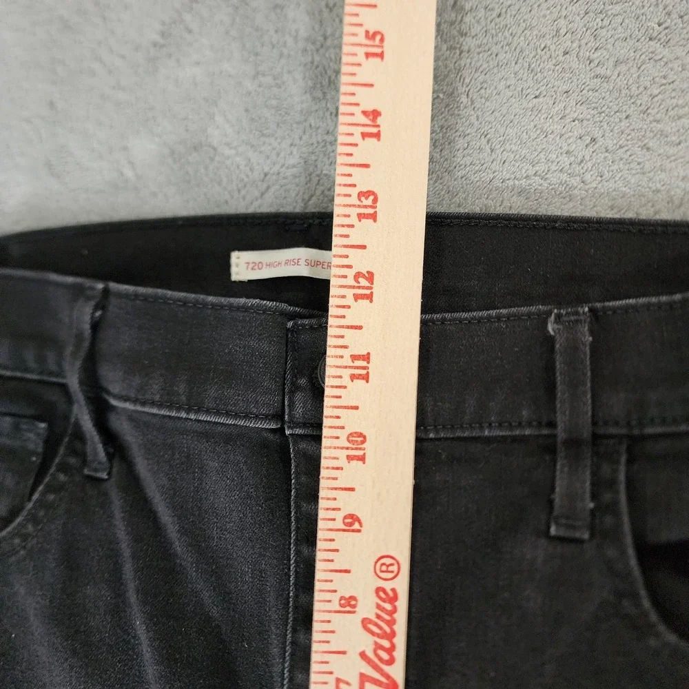 Levi's Women's 720 High Rise Super‎ Skinny Jeans Pants Black Measured Size 33